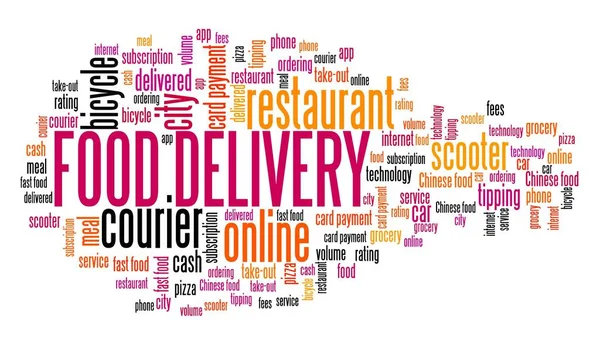Food Delivery Concept Restaurant Food Delivery Word Cloud Collage — Stock Photo, Image