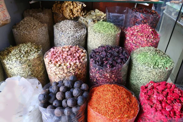 Dubai Spice Market Dubai Spice Souk Вибір Барвистих Трав Спецій — стокове фото