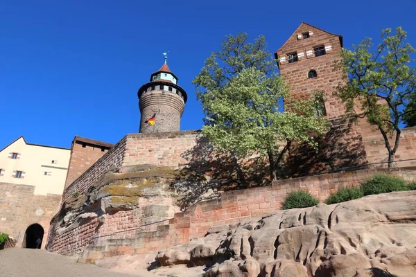 Sinwell Kulesi Ile Nuremberg Kalesi Manzarası Almanya Bir Dönüm Noktası — Stok fotoğraf