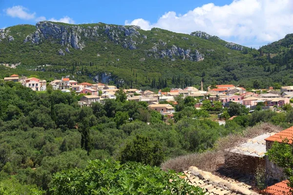 Villaggio Grecia Villaggio Makrades Sull Isola Corfù — Foto Stock