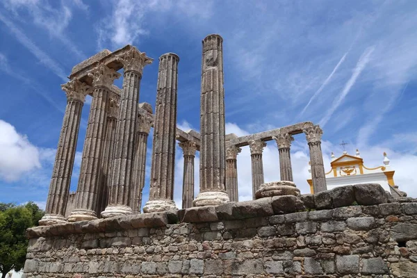 Miasto Evora Portugalii Lista Światowego Dziedzictwa Unesco Starożytna Rzymska Świątynia — Zdjęcie stockowe