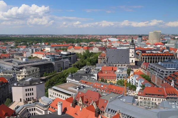 Leipzig City Alemanha Vista Aérea Cityscape Com Distrito Zentrum — Fotografia de Stock