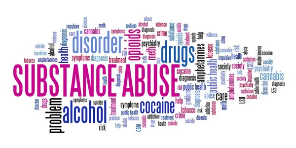 Substance Abuse Word Cloud Collage Drug Alcohol Addiction Concepts Text — Stock Photo, Image