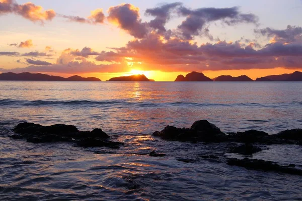 Beautiful Sunset Philippines Landscape Nido Palawan Island — Stock Photo, Image