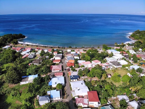 Vista Drone Guadalupe Deshaies Cidade Costa Ilha Basse Terre — Fotografia de Stock