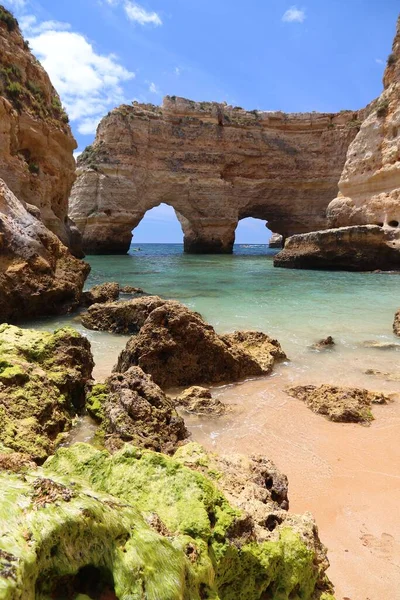 Portugal Paisaje Hermoso Paisaje Costero Marinha Beach Región Del Algarve —  Fotos de Stock