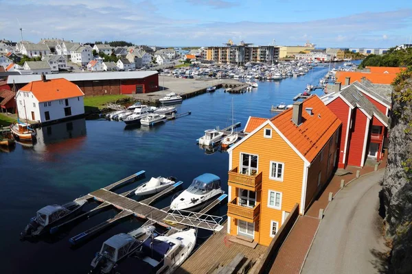 Haugesund Noorwegen Zomer Uitzicht Boten Haugaland District Van Noorwegen — Stockfoto