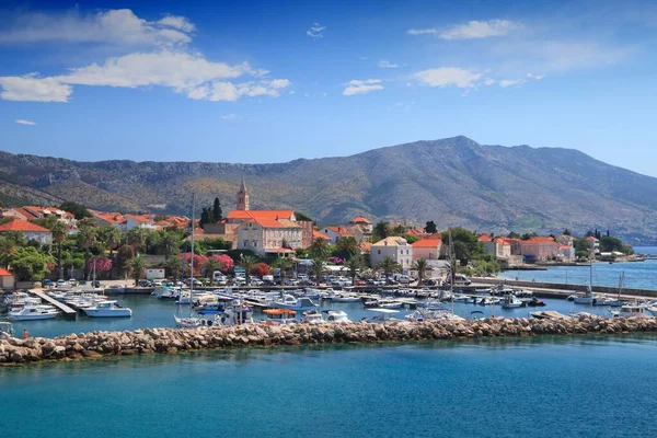 Orebic Croazia Località Turistica Nella Penisola Peljesac Bellissimo Paesaggio Montano — Foto Stock