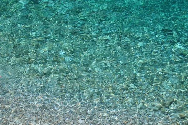 夏の水の背景 アドリア海 ターコイズ色の水の抽象 — ストック写真