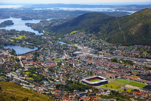 Μπέργκεν Σίτι Νορβηγία Καλοκαιρινή Εναέρια Άποψη Των Περιοχών Arstad Και — Φωτογραφία Αρχείου