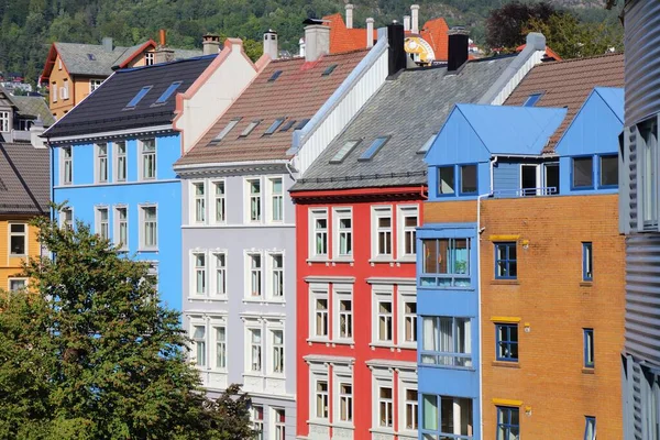 Bergen City Norvegia Colorata Architettura Residenziale Vista Strada — Foto Stock