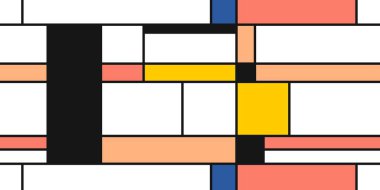 Mondrian geometrik tarzı sanat - kusursuz modern arkaplan. Tekstil ya da hediye kağıdı tasarımı.