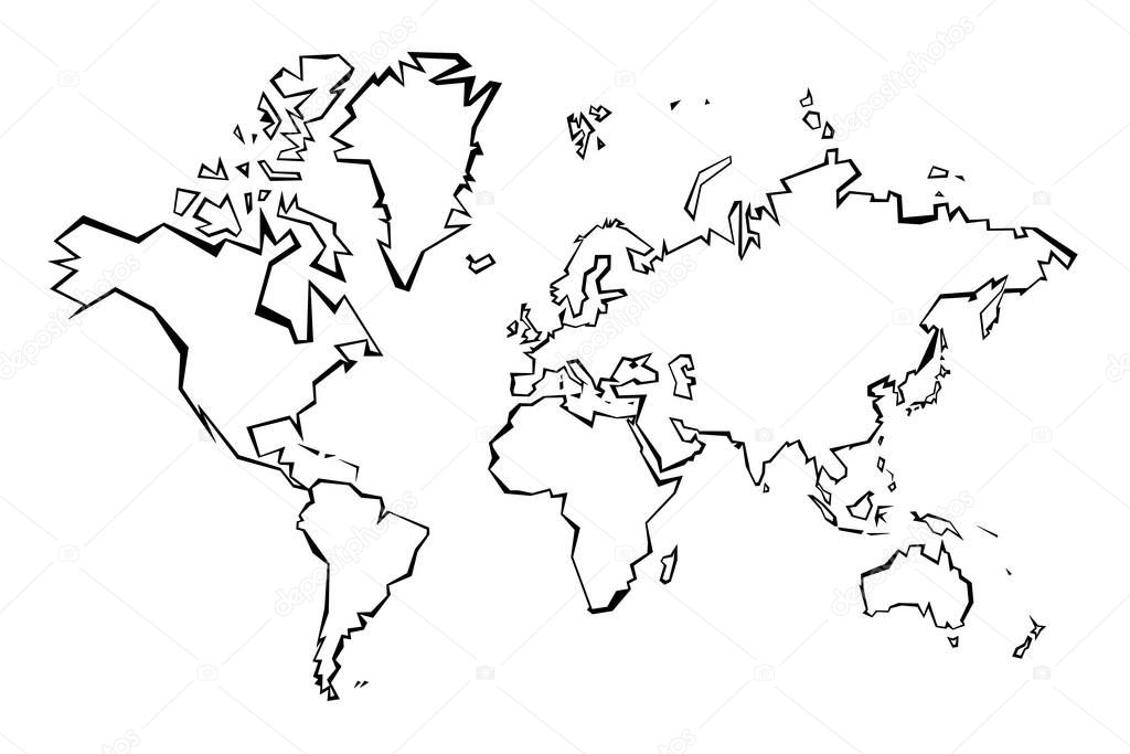 World Map Outline Sharp Polygonal Geometric Style Simple Vector Premium Vector In Adobe Illustrator Ai Ai Format Encapsulated Postscript Eps Eps Format
