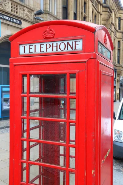 Sheffield Cabina Telefónica Roja Tradicional Inglesa —  Fotos de Stock