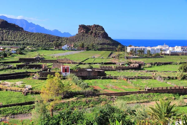 大加那利山脉景观 阿加提的农业和海岸 — 图库照片