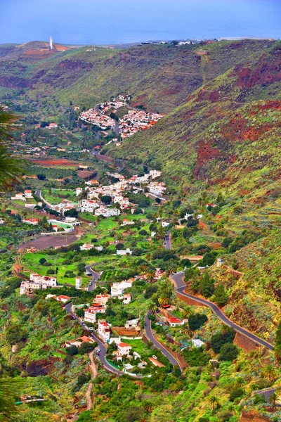 Paisagem Gran Canaria Espanha Desfiladeiro Los Berrazales Aldeia — Fotografia de Stock