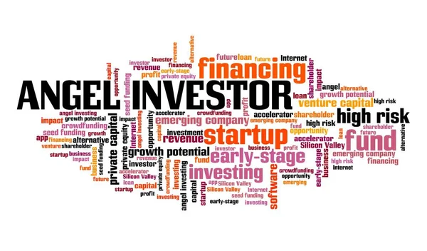 Angel Investor Concept Angel Investing Word Cloud Sign Startup Financing — Stock Photo, Image