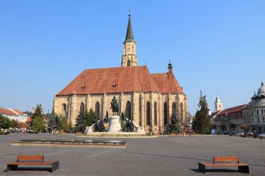 Cluj-Napoca şehri, Romanya. Aziz Michael 'ın Gotik Kilisesi.