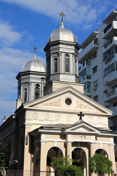 Bukarests Vita Kyrka Biserica Alba Landmärke Rumäniens Huvudstad — Stockfoto