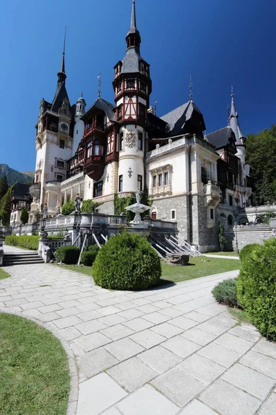 Peles Castle Romania Landmark Neo Renaissance Style Architecture Fairytale Castle — Stock Photo, Image