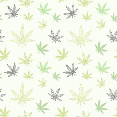 Kenevir dikişsiz doku. Marijuana tema vektör deseni.