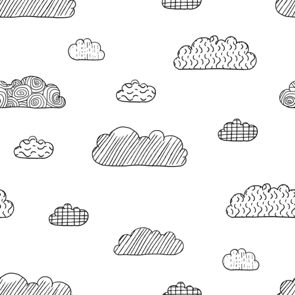 Cartoon Seamless Vector Clouds Texture Seamless Fluffy Clouds Textile Design — Stock Vector