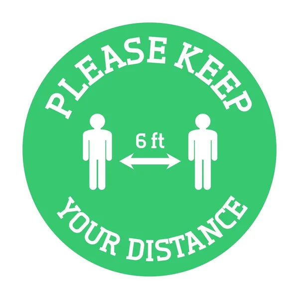Vous Plaît Garder Votre Autocollant Sol Distance Signe Distance Sociale — Image vectorielle