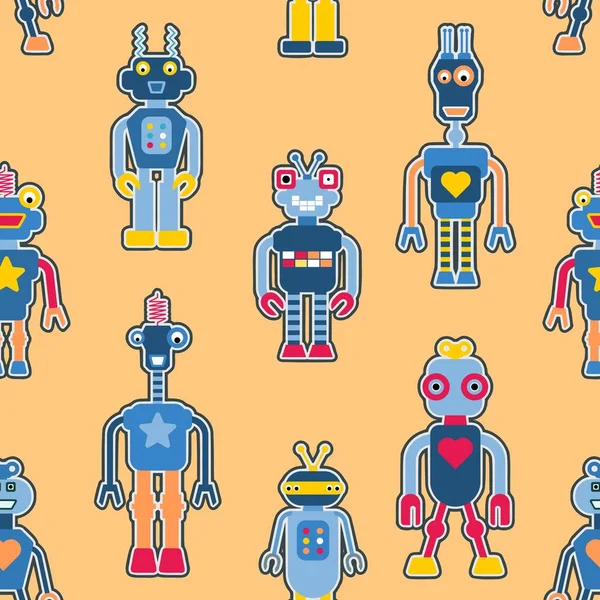 Zabawka Roboty Bezproblemowy Wzór Mody Odzież Dziecięca Projektowanie Robotów Tekstylnych — Wektor stockowy