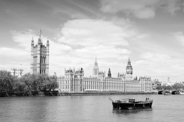 London Palace Westminster Big Ben Clock Tower Black White Retro — Stock Photo, Image