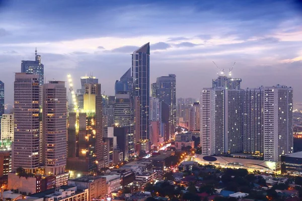Makati Stad Natt Skyline Manila Filippinerna Kontorsbyggnader — Stockfoto