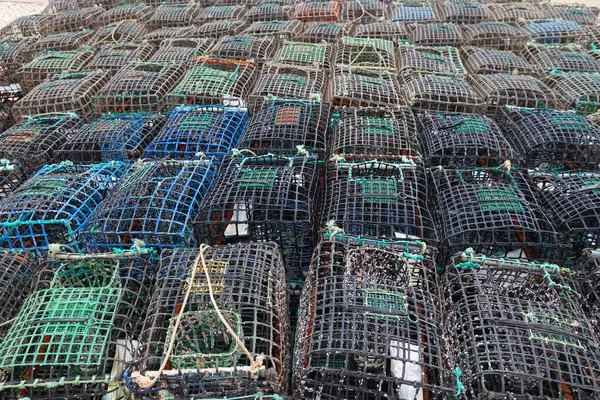 Crab traps in Portugal. Fishing town harbor - Ferragudo.