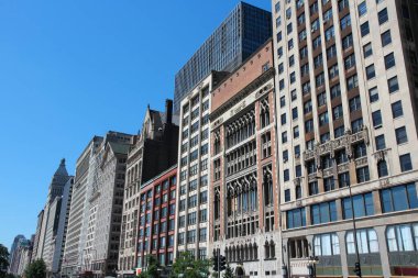 Chicago Michigan Bulvarı ufuk çizgisi. Chicago City, IL, ABD.