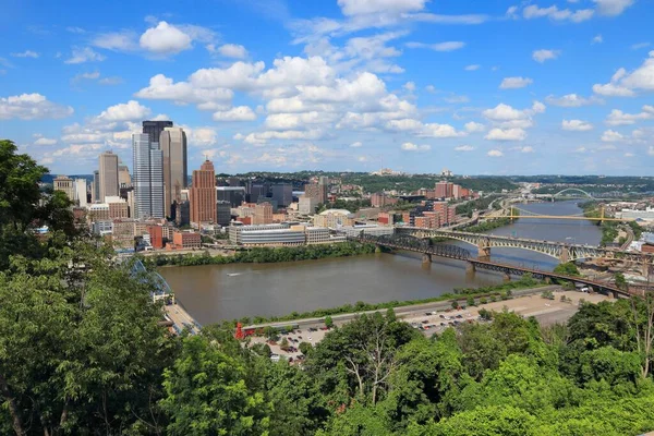 Pennsylvania 'daki Pittsburgh şehrinin silueti. Amerika Birleşik Devletleri 'nde şehir.