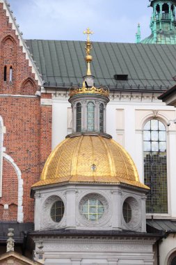 Polonya 'daki Krakow şehri. Wawel Katedrali - Wawel Kalesi 'ndeki Kraliyet Katedrali Bazilikası.