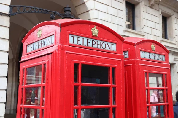 Лондонский Красный Телефон Английский Символ Красные Телефонные Будки Ковент Гардене — стоковое фото
