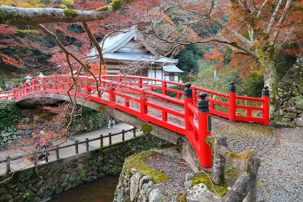 Czerwony Japoński Most Parku Minoh Niedaleko Osaki Japonia — Zdjęcie stockowe