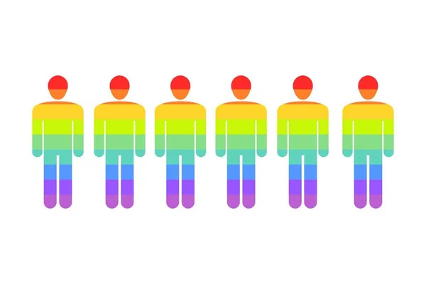 Siluetas Personas Lgbt Arco Iris Vector Símbolos Aislados Concepto Solidaridad — Vector de stock