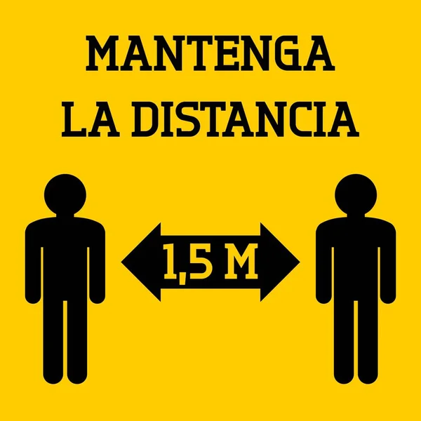 Signe Distance Sociale Langue Espagnole Mantenga Distancia Anglais Keep Distance — Image vectorielle