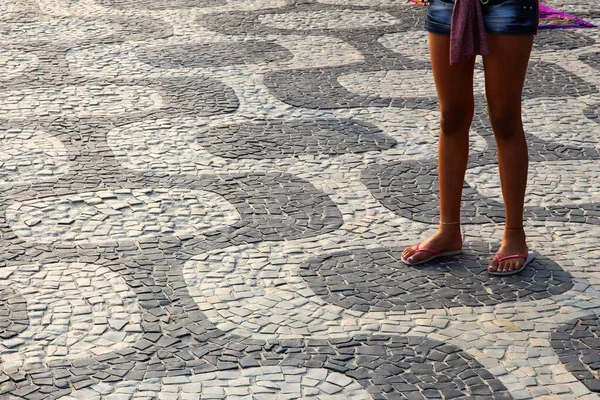 Brazil Rio Janeiro Ipanema Sidewalk Pattern Background — Stock Photo, Image