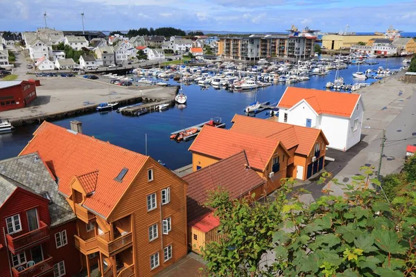 Haugesund Stad Norge Sommar Syn Båtar Haugaland Distriktet Norge — Stockfoto