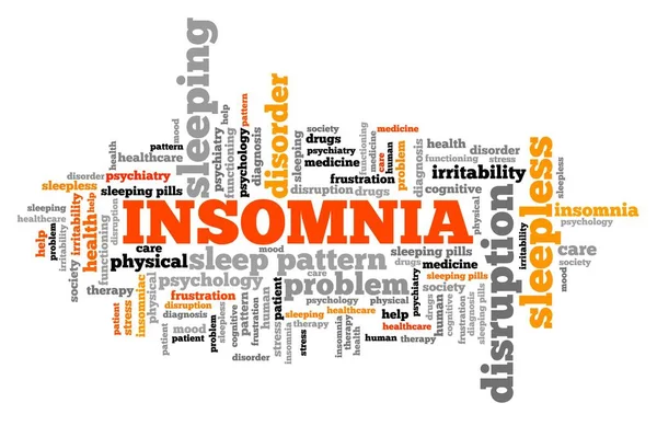 Insomnia concepts word cloud. Sleep disorder keywords illustration.