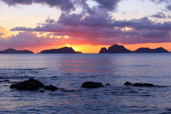 Beautiful Sunset Philippines Landscape Nido Palawan Island — Stock Photo, Image