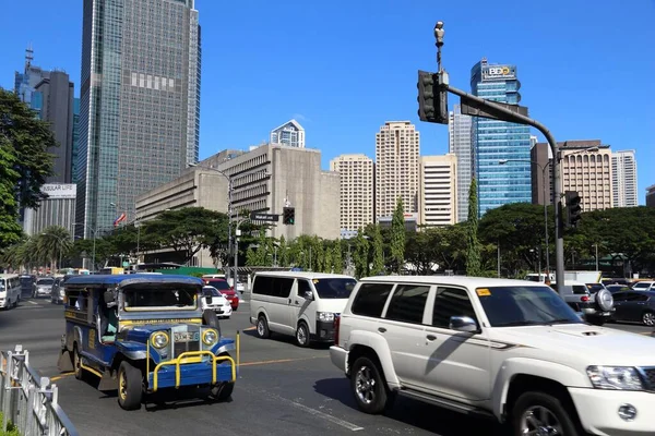 Manila Philippines November 2017 People Drive Heavy Traffic Makati City — Stock Photo, Image