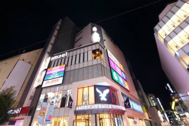 TOKYO, JAPONYA - 29 Kasım 2016: Tokyo 'nun Ikebukuro ilçesinde gece alışveriş caddesi. Tokyo Japonya 'nın başkentidir. Metro bölgesinde 37,8 milyon insan yaşıyor..