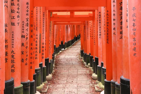 Kyoto Japón Noviembre 2016 Puertas Torii Del Santuario Fushimi Inari —  Fotos de Stock