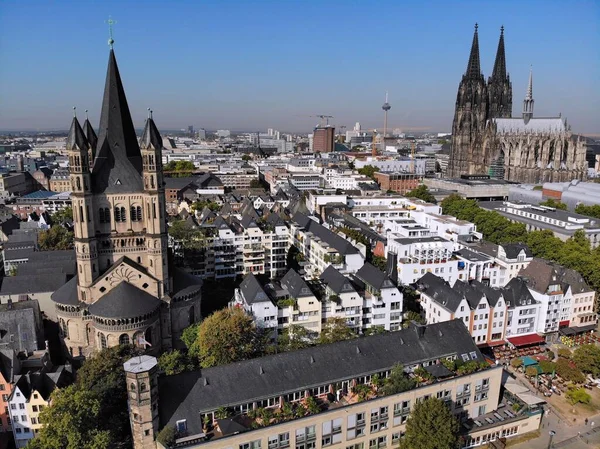 Keulen Duitsland Luchtfoto Van Innenstadt Deel Van Altstadt — Stockfoto
