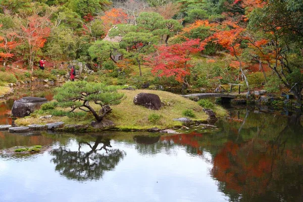 Традиционный Японский Сад Осенью Isuien Сад Нары Япония Осенняя Листва — стоковое фото