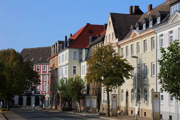 Herne City Alemanha Vista Rua Com Prédios Apartamentos Paradas Ônibus — Fotografia de Stock