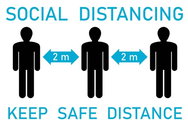 Social Distancing Vector Sign Keep Safe Distance Coronavirus Pandemic Safety — Stock Vector