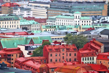 İsveç 'in Göteborg şehrinde. Eski şehir manzarası.
